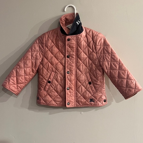 BURBERRY Infant Girl’s Pink Quilted Button Down Jacket Size 12M